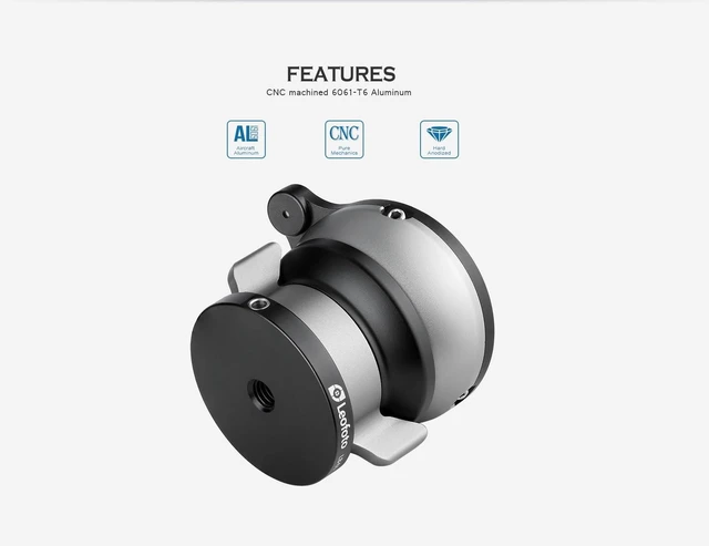Alt view image 3 of 5 - LB-60N 60mm Leveling Base for Tripod w Butterfly Lock Collar 33lb Max Load +/-15 Tilt