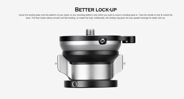Alt view image 5 of 5 - LB-60N 60mm Leveling Base for Tripod w Butterfly Lock Collar 33lb Max Load +/-15 Tilt
