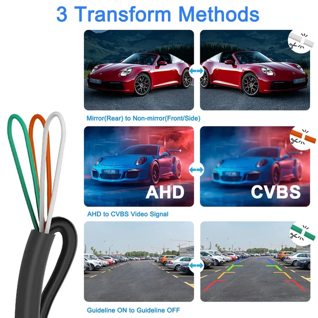 Alt view image 5 of 5 - HEROFFIX AHD1080P Car Park Assist Backup Reverse Camera with Video Format Rear Front Side View Cam Transform Adjustable Fisheye Lens Waterproof Night Vision 170 Degree Wide View