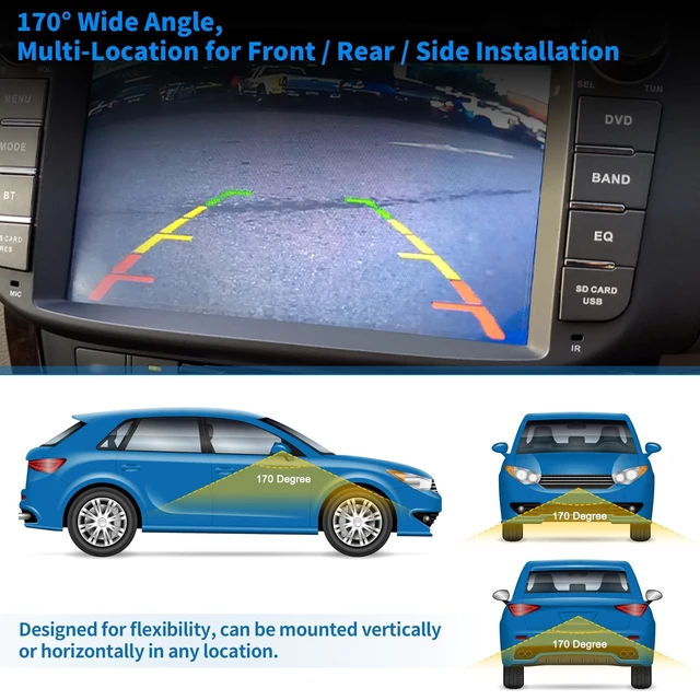 Alt view image 4 of 5 - HEROFFIX AHD1080P Car Park Assist Backup Reverse Camera with Video Format Rear Front Side View Cam Transform Adjustable Fisheye Lens Waterproof Night Vision 170 Degree Wide View