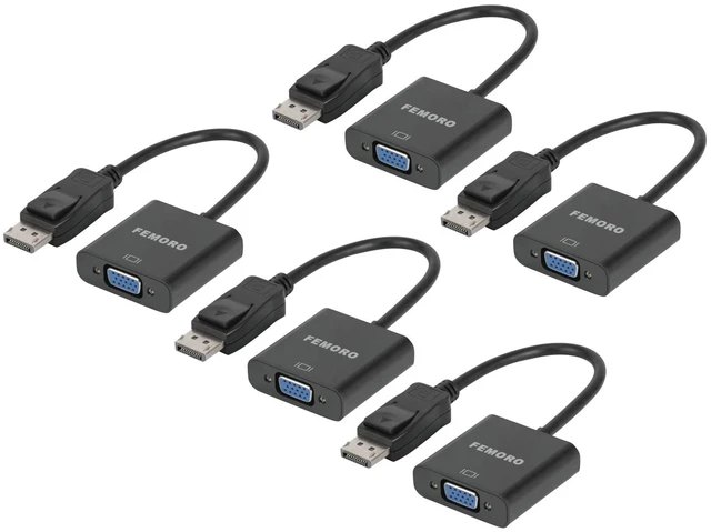 Main image of FEMORO Display Port to VGA Adapter 5-Pack 1080P@60Hz Video Converter