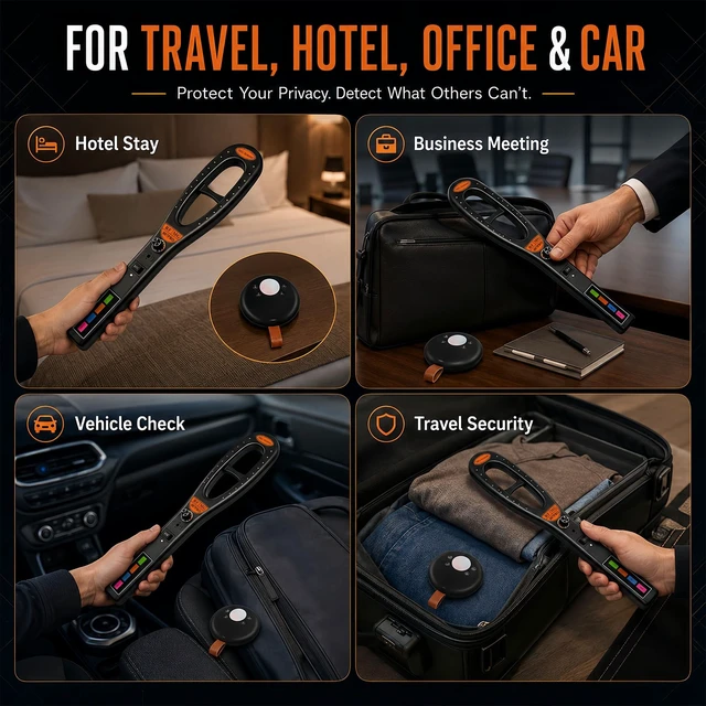 Alt view image 5 of 5 - KAXYUYA Hidden Camera Detector Bug Detector, RF Signal Detector and Magnetic Field Detector with Camera Lens Finder, Portable Privacy Protection Device for Hotel Room, Vehicle, Office, Travel, Home