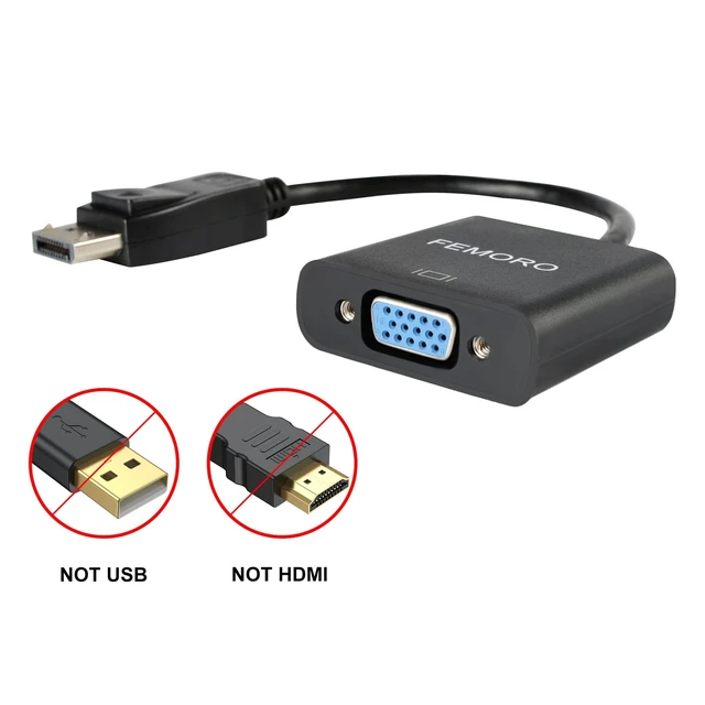 Alt view image 2 of 5 - FEMORO Display Port to VGA Adapter 5-Pack 1080P@60Hz Video Converter
