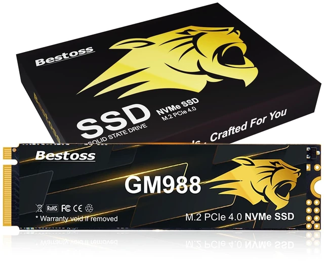 Main image of Bestoss M.2 2280 NVMe SSD 512GB PCIe 4.0, Up to 7350MB/s, SLC Cache & HMB