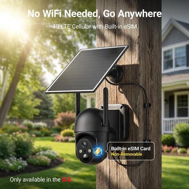 Alt view image 3 of 5 - SEHMUA 4G LTE Cellular 24/7 Recording Security Camera Wireless Outdoor, Off Grid Security Cam No Wi-Fi, 2K Color Night Vision, 360 View, PIR Motion Sensor, Two-Way Talk, Built-in eSIM Card