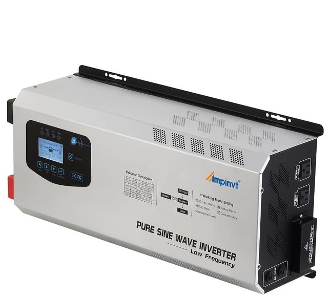 Main image of Ampinvt 6000W Peak 18000watts Pure Sine Wave Power Inverter 24V DC to AC 120V 240V Split Phase with Battery AC Charger,Off Grid Low Frequency Solar Inverter for Home