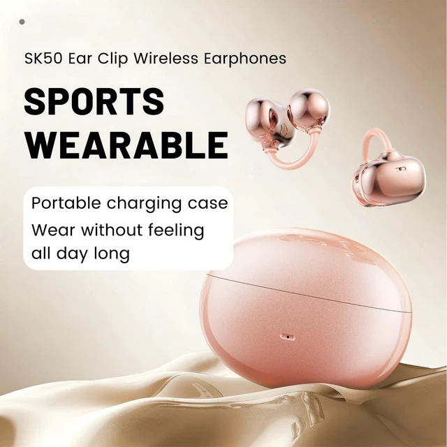 Alt view image 3 of 5 - Lunvaxo Upgraded Clip-On Earbuds Bluetooth 6.0 Wireless Headphones,Open Ear Wireless Headphones for Glasses & Small Ears,Secure Comfort for Running, Workout & Daily Use-Rosegold
