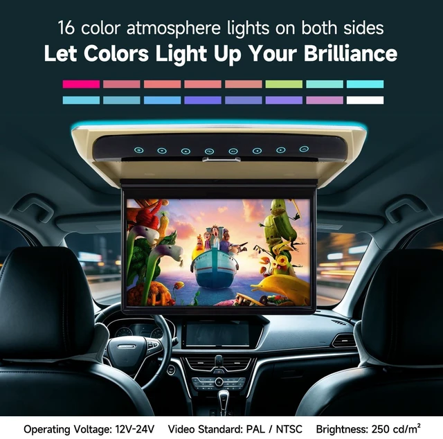 Alt view image 3 of 5 - Immiper 12.2 Inch Car Overhead Monitor Car Ceiling Video Player Dark Beige