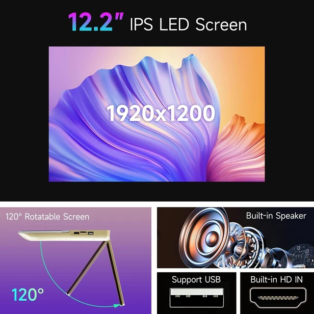 Alt view image 2 of 5 - Immiper 12.2 Inch Car Overhead Monitor Car Ceiling Video Player Dark Beige