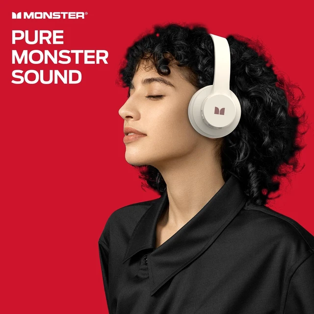 Alt view image 2 of 5 - Monster Mission 100 Bluetooth Headphones, On Ear Headphones with Bluetooth 5.4, Crystal Clear Call, 40H Playtime,Immersive Bass, Comfortable Fit Wireless Headset for Travel Work Home (Beige)