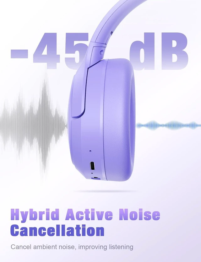 Alt view image 2 of 5 - RUNOLIM Active Noise Cancelling Headphones, Wireless Bluetooth Over Ear
