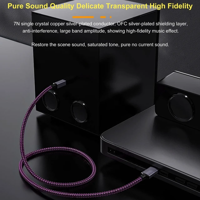 Alt view image 2 of 5 - Dufray 1.6FT HiFi USB Cable, 7N OCC Conductor, OFC Silver-Plated Shielding, A Male to B Male Hi-end USB Cord, Audiophile USB Wire for DAC Printer Amplifiers Speaker Audio (ZC7010)