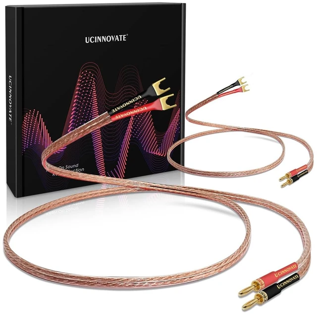 Main image of UCINNOVATE 2 Pack 2m HiFi Speaker Wire with Jumper Spade, 13AWG 6.56FT Speaker Jumper Cable Cord Bridge with Gold-Plated Banana Plugs for Audio Amp Terminal Amplifier HiFi System Home Theater