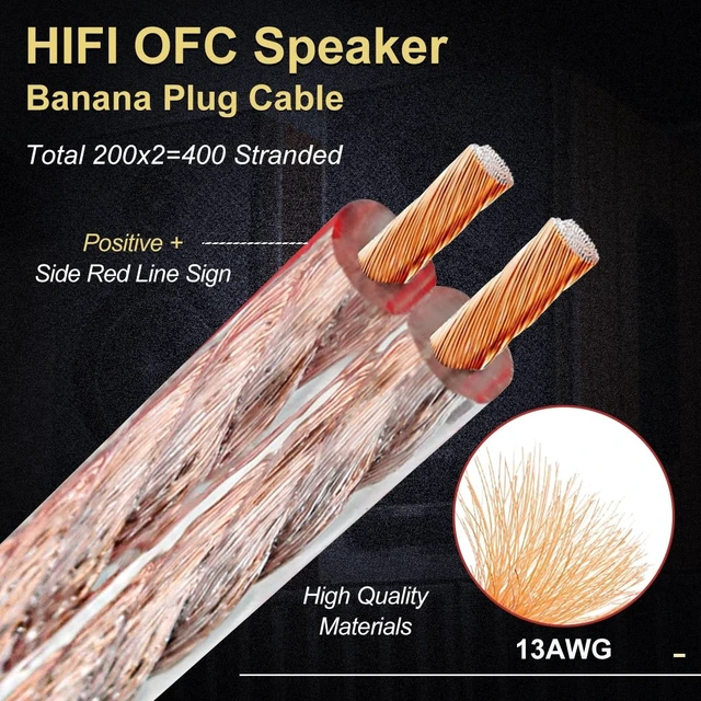 Alt view image 2 of 5 - UCINNOVATE 2 Pack 2m HiFi Speaker Wire with Jumper Spade, 13AWG 6.56FT Speaker Jumper Cable Cord Bridge with Gold-Plated Banana Plugs for Audio Amp Terminal Amplifier HiFi System Home Theater