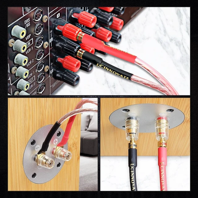 Alt view image 5 of 5 - UCINNOVATE 2 Pack 2m HiFi Speaker Wire with Jumper Spade, 13AWG 6.56FT Speaker Jumper Cable Cord Bridge with Gold-Plated Banana Plugs for Audio Amp Terminal Amplifier HiFi System Home Theater