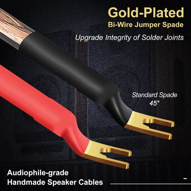 Alt view image 4 of 5 - UCINNOVATE 2 Pack 2m HiFi Speaker Wire with Jumper Spade, 13AWG 6.56FT Speaker Jumper Cable Cord Bridge with Gold-Plated Banana Plugs for Audio Amp Terminal Amplifier HiFi System Home Theater