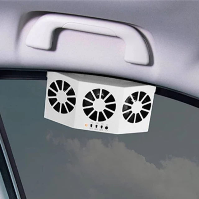 Alt view image 4 of 5 - CYDZSW Car Solar Powered Window Exhaust Fan, Air Purifier, Solar Power Air Vent Radiator Fan for Backseat or Frontseat, Vehicle Ventilation Fan (White)