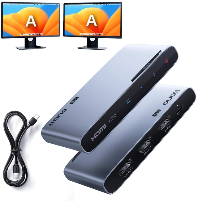 Main image of llano HDMI 2.1 Splitter 1 in 2 Out, 8K@60Hz 4K@120Hz/240Hz, SST & Mirror Mode Only (No Extend), HDCP 2.3, HDR10, Dolby Vision, for PS5, Xbox, Apple TV, Laptop, Aluminum Case