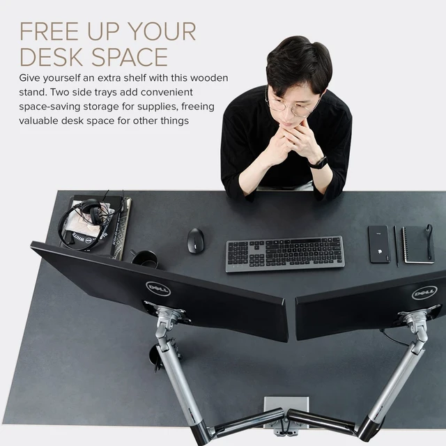 Alt view image 4 of 5 - POUT E12 Dual Monitor Arm Mount Stand Adjustable Full Motion Desk Mount for 17-32 Screens, Supports 4-22lbs per Arm, VESA 75x75mm & 100x100mm (White/Silver)