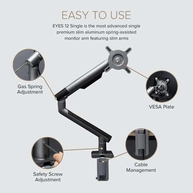 Alt view image 5 of 5 - POUT E12 Dual Monitor Arm Mount Stand Adjustable Full Motion Desk Mount for 17-32 Screens, Supports 4-22lbs per Arm, VESA 75x75mm & 100x100mm (White/Silver)