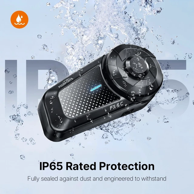 Alt view image 5 of 5 - Fodsports No Intercom FX-S C Motorcycle Bluetooth Headset V5.4, Upgraded Heavy Bass 40mm Speaker, IP65 Waterproof, Hands-Free Music/Call, Type-C Fast Charging, Universal Helmet Fit (Black)