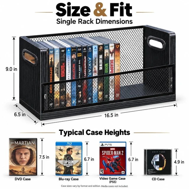 Alt view image 5 of 5 - PUTNATRURE DVD CD Storage Rack 3 Pack, Holds 84 DVDs Total, Stackable DVD Tower with Magnetic Opening Door for Easy Access, Black Desktop Organizer for Blu ray, Video Game Cases, VHS Tapes