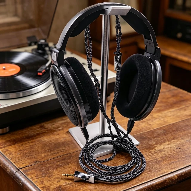 Alt view image 3 of 5 - FAAEAL Monitor Headphone Cable,8N Monocrystalline Copper Silver Plated Over-Ear AUX Cord Compatible with Sennheiser HD650 HD600 HD580 HD660S HD6XX Headset for Musicians Audiophiles 3.5mm