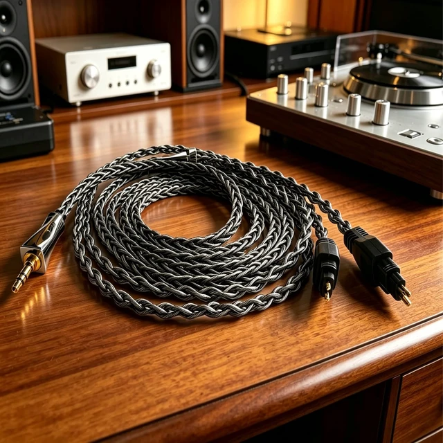 Alt view image 2 of 5 - FAAEAL Monitor Headphone Cable,8N Monocrystalline Copper Silver Plated Over-Ear AUX Cord Compatible with Sennheiser HD650 HD600 HD580 HD660S HD6XX Headset for Musicians Audiophiles 3.5mm