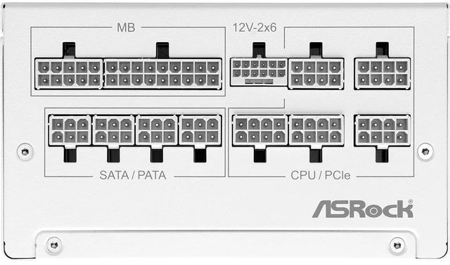 Alt view image 4 of 5 - ASRock Steel Legend SL-1000GW 1000W 80 Plus Gold & Cybenetics Platinum Full Modular Power Supply ATX3.1 PCIe5.1 Ready with Dual Color 12V-2x6 Cable 10 Years Warranty White Edition Japanese Capacitor