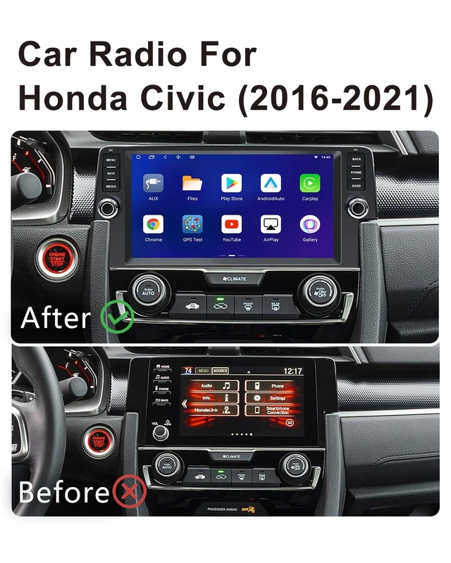 Alt view image 2 of 5 - Car Radio for Honda Civic 2016-2021 with CarPlay Camera Bluetooth GPS Navi
