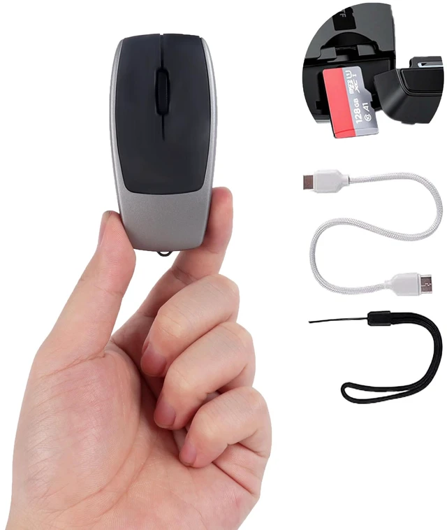 Main image of Wireless Mini Bluetooth Mouse with Card Reader (Up to 2TB),Portable Compact Silent Rechargeable Small Finger Optical Travel Mouse for PC/Laptop/Tablet/Smartphone, Students Kids Girl Boy GiftGre