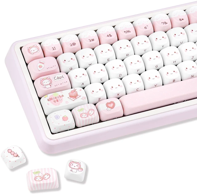 Main image of ZERRIOY 118-key PBT Pink Cat Theme Dye-Sublimation MOA Profile Keycaps