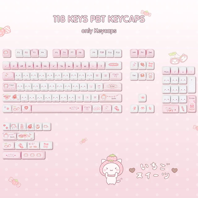 Alt view image 2 of 5 - ZERRIOY 118-key PBT Pink Cat Theme Dye-Sublimation MOA Profile Keycaps