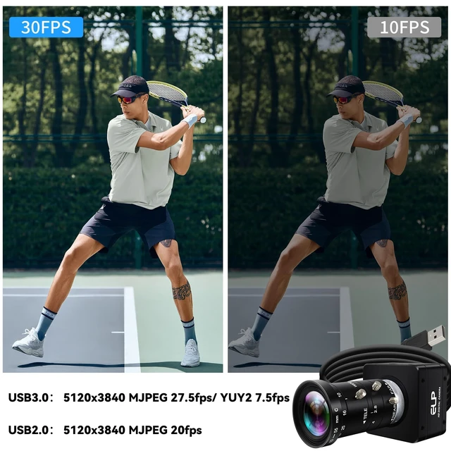 Alt view image 3 of 5 - IFWATER 20MP 5K Ultra HD USB3.0 Camera,5120x3840 27.5fps High Frame Rate Webcam,10-55mm 5X Manual Varifocal Zoom Lens,Plug & Play Compatible with Jetson Nano Windows Linux Mac for Industrial Vision