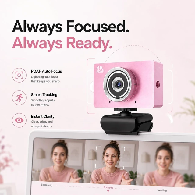 Alt view image 3 of 5 - AEICIK 4K UHD Webcam with Microphone, Auto Focus Streaming Web Camera, Noise Canceling Mic, Auto Light Correction, USB Plug & Play Privacy Cover Webcam for PC Laptop Desktop Zoom Meeting Gaming
