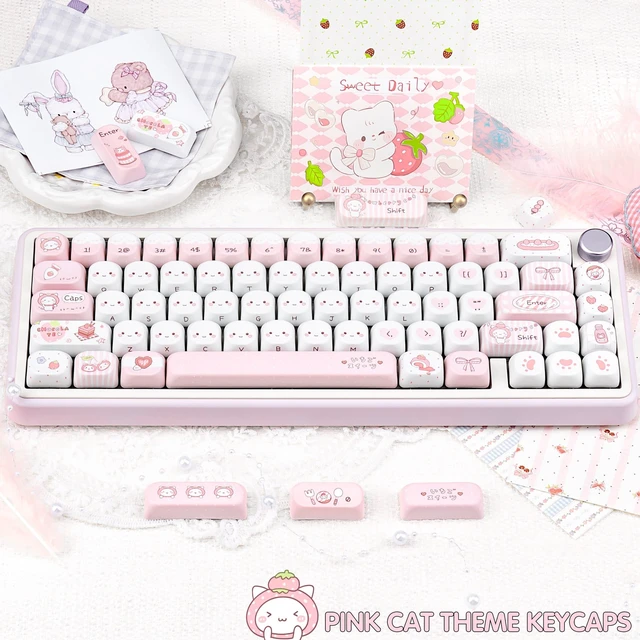 Alt view image 4 of 5 - ZERRIOY 118-key PBT Pink Cat Theme Dye-Sublimation MOA Profile Keycaps