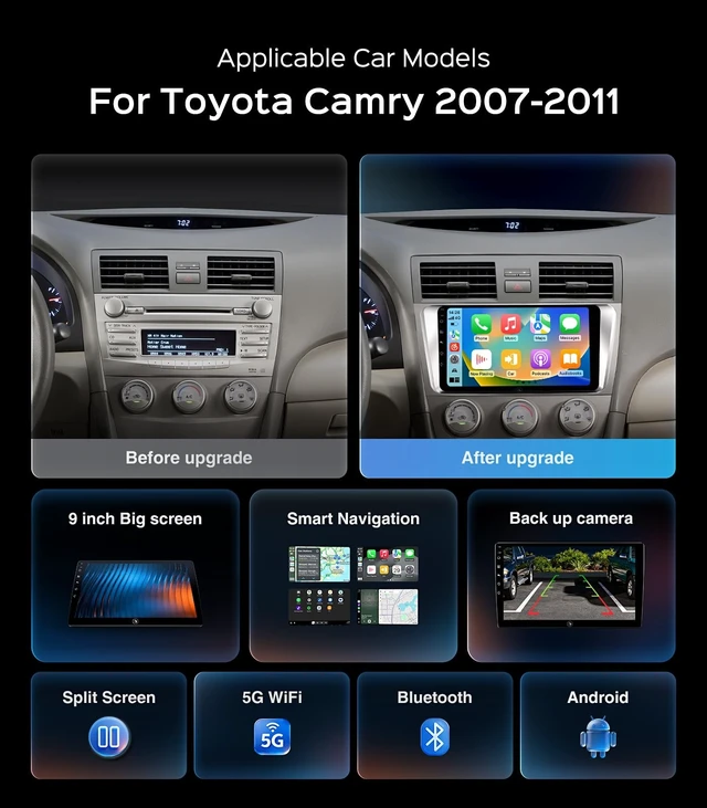 Alt view image 2 of 5 - Android 4G+64G 9 Car Stereo Radio for Toyota Camry 2007-2011