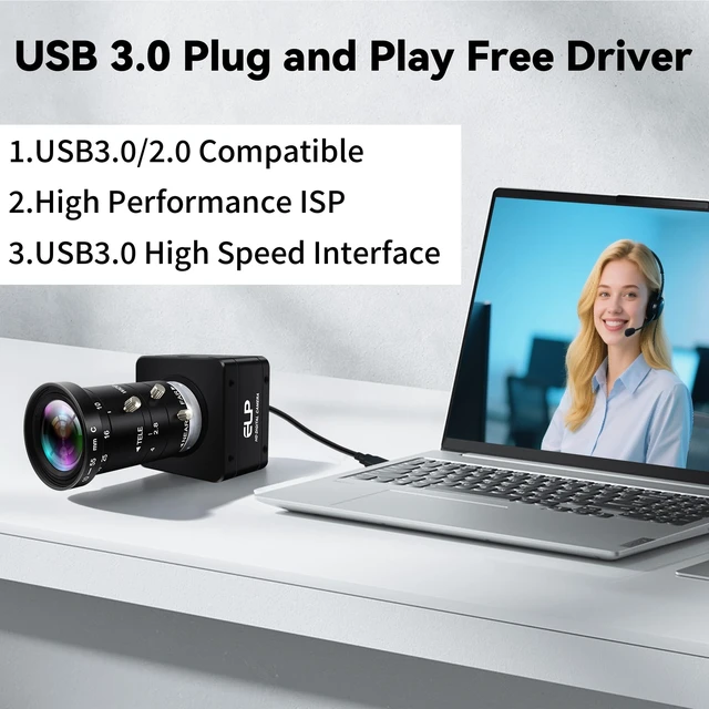 Alt view image 5 of 5 - IFWATER 20MP 5K Ultra HD USB3.0 Camera,5120x3840 27.5fps High Frame Rate Webcam,10-55mm 5X Manual Varifocal Zoom Lens,Plug & Play Compatible with Jetson Nano Windows Linux Mac for Industrial Vision