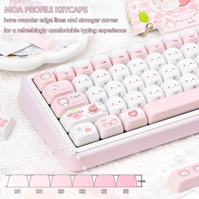 Alt view image 5 of 5 - ZERRIOY 118-key PBT Pink Cat Theme Dye-Sublimation MOA Profile Keycaps