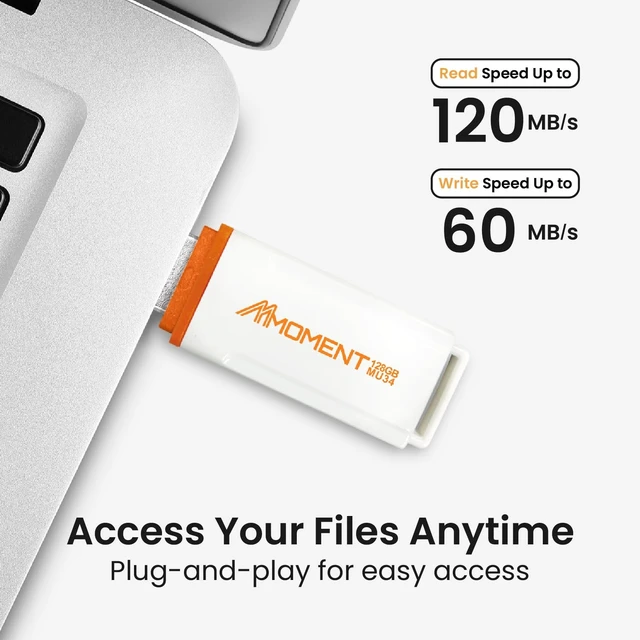 Alt view image 2 of 5 - MMOMENT 128GB USB Drive, MU34 USB 3.2, Up to 120MB/s Read, 60MB/s Write