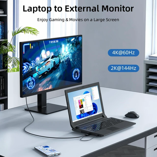 Alt view image 2 of 5 - NEXHYPE HDMI to DisplayPort Cable, Uni-Directional Only, 4K@60Hz 2K@144Hz, HDMI DP Converter Cord for Laptop, Desktop PC, Xbox, PS5, Monitor & Display (70.8, Inches)