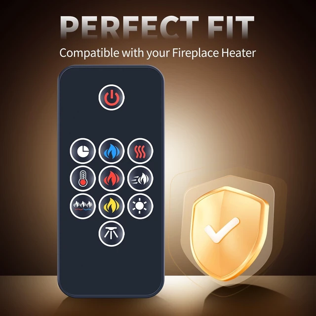 Alt view image 3 of 5 - FQOUG Replacement Remote Control Compatible with Napoleon Electric Fireplace 190-0136-SER NEFVC32H NEFVC38H NEFB50H-SV NEFB60H-SV NEFP32-5019W