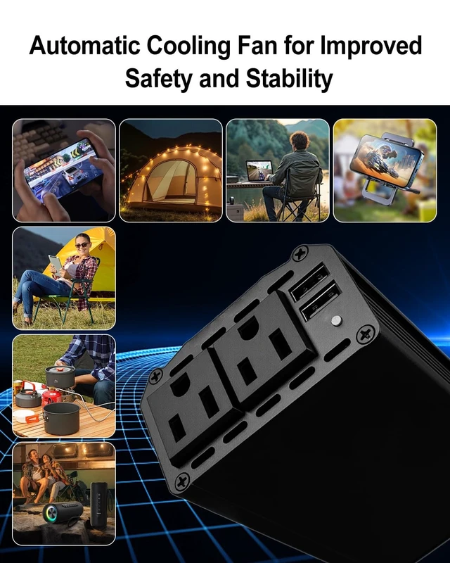 Alt view image 3 of 5 - 300W Portable Power Inverter Compatible with DeWalt 20V Battery