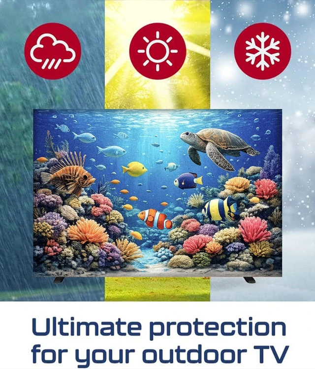 Alt view image 5 of 5 - Garnetics Outdoor TV Cover 55 Inch Weatherproof Waterproof - 600D Heavy Duty for Outside 55, 55 Inch TV Cover Outdoor Enclosure with Bottom & Remote Pocket, Fits 52-55 Flat Screen