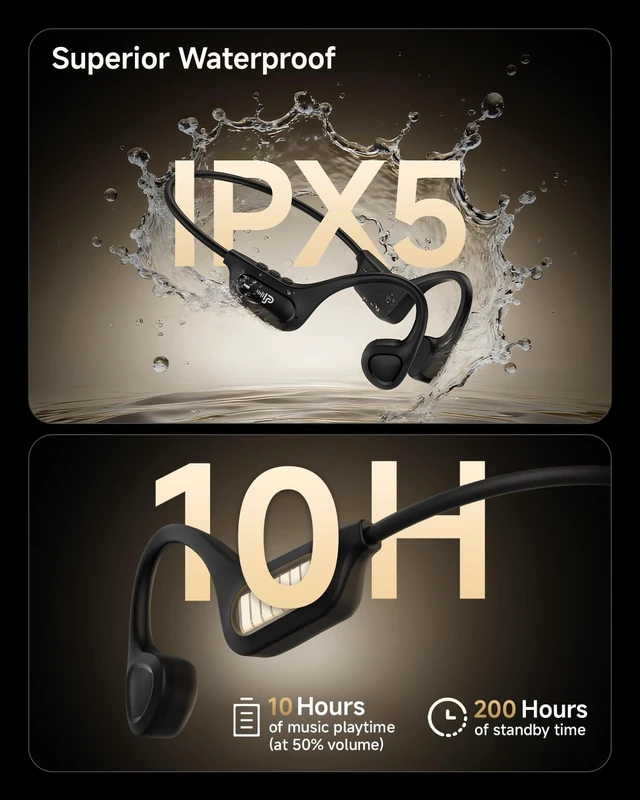 Alt view image 5 of 5 - PSIER Bone Conduction Headphones, 2026 Upgrade Open Ear Running Headphones