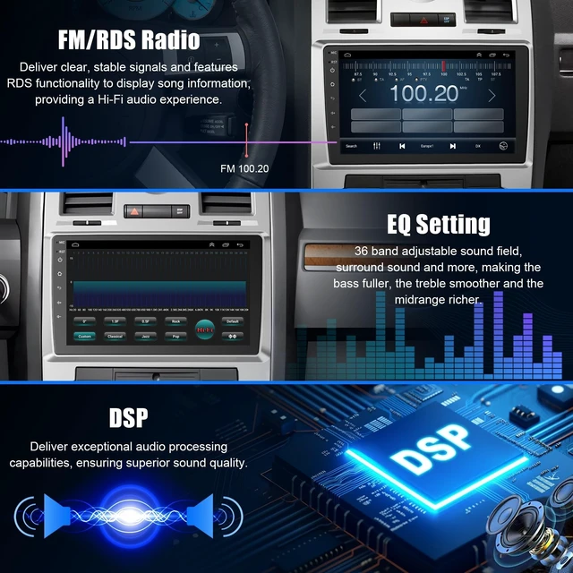 Alt view image 5 of 5 - 5G WiFi Car Radio for Jeep Chrysler 300 300C 2004-2011 with Wireless Carplay&Android Auto, 9 Inch 4+64GB Chrysler Stereo with Voice Control WiFi GPS BT5.2 EQ DSP FM Backup Camera