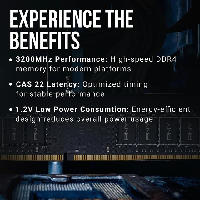Alt view image 4 of 5 - PNY DDR4 16GB (2x8GB) 3200MHz CL22 Performance Desktop Memory Kit