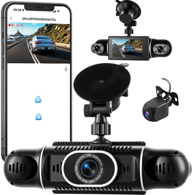 Main image of 4 Channel 360Dash Cam Front and Rear Inside Left Right, 3'' 1080P Dash Camera for Cars, Dash Camera for Cars with G-Sensor,Super Night Vision,Wide Angle,Loop Recording,24 Hours Recording,WiFi