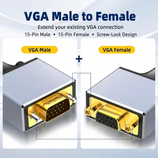 Alt view image 4 of 5 - BOPLYBAY 50FT/15M VGA Extension Cable, HD15 Male to Female, 1080P