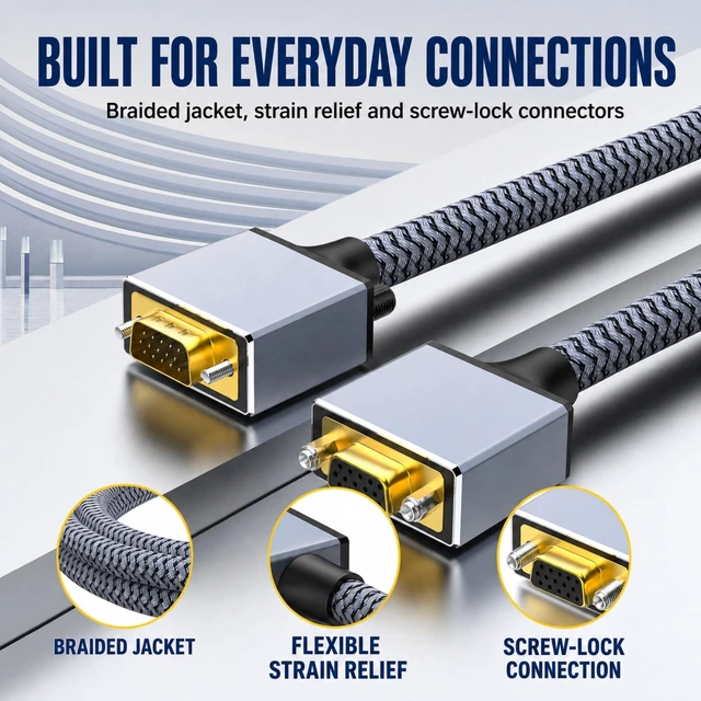 Alt view image 5 of 5 - BOPLYBAY 50FT/15M VGA Extension Cable, HD15 Male to Female, 1080P